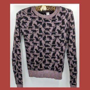 Divided H&M Black Cat Lady Sweater Metallic Pink Small Size 2 kawaii pastel goth